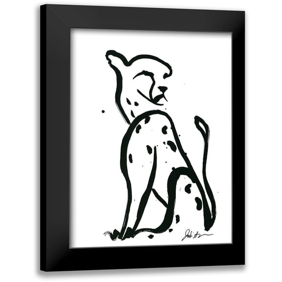 Augustine, Jodi 12x14 Black Modern Framed Museum Art Print Titled - Inked Safari I-Cheetah