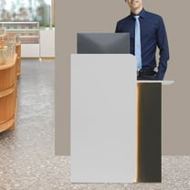 Modern Front Desk Reception Counter, Reception Desk for Salons with LED Light