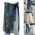 thumbnail image 7 of vlrwzc Women's Floral Lace High Waisted A Line Ruffle Skirt Casual Loose Maxi Skirts Mesh Tie Up Maxi Skirt Summer Y2K Sexy Beach Cover-up, 7 of 7