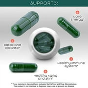Organic Spirulina and Chlorella Capsules Organic Chlorophyll & Blue Green Algae to Support Powerful Detox, Energy & A Healthy Immune System, 3X More Chlorella Spirulina Powder / Serving 90 Capsules