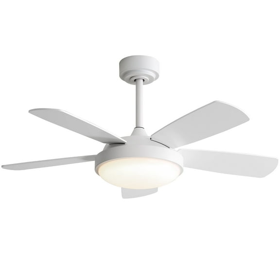 Sofucor 42 inch 5 Blade Modern Ceiling Fan With Light and Remote Control，White