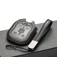 thumbnail image 4 of Vitodeco Genuine Leather Smart Key Fob Case Cover Protector with Leather Key Strap Compatible for 2015-2022 GMC Yukon, Yukon XL, Yukon Denali (6-Button, Black/Red), 4 of 5