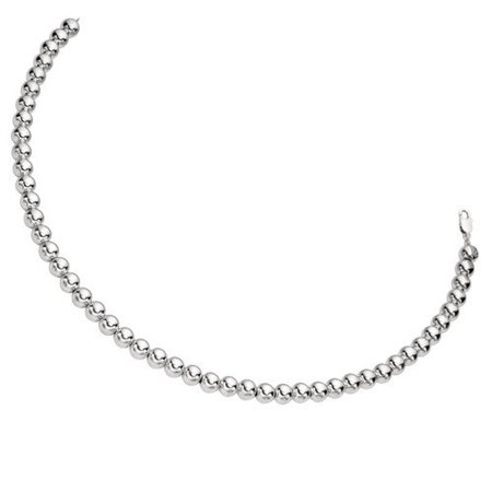 Jewelryweb Sterling Silver Rhodium Plated 18 Inch Fancy Bead Necklace
