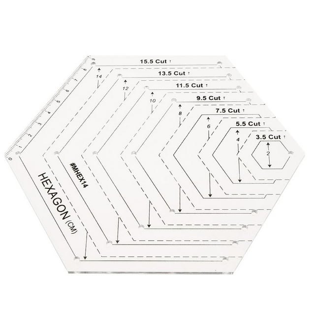 Plantilla rotatorio de regla de acolchado con forma hexagonal de 15,5 para manualidades de bricolaje Hugo Regla de acolchado hexagonal