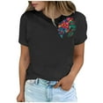 thumbnail image 4 of Pisexur Hauts d'Été pour Femmes, Hauts pour Femmes, Hauts de Sortie pour Femmes, Hauts pour Femmes, Blouse Mode Imprimée à Manches Courtes Col Rond T-Shirt Drôle Noir, TG, 4 of 6