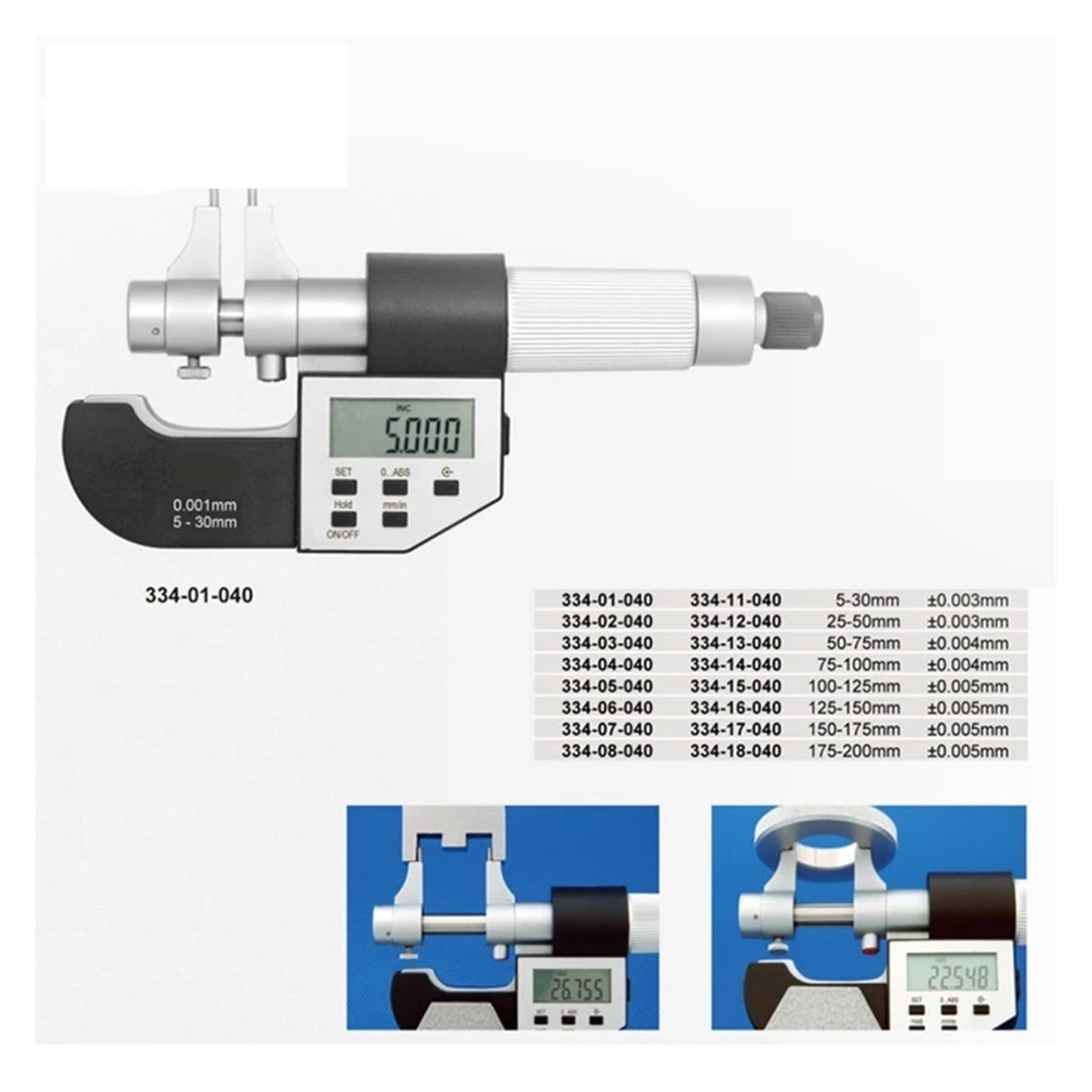 Digital Micrometer 5-30mm 25-50mm 50-75mm 75-100mm IP54 Inside Micrometer 0.001mm mm/Inch Electronic Caliper Precision ,Easy to Operate