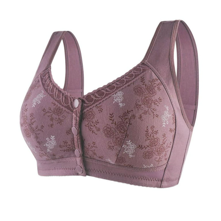 PVTOSD Women Bra, T Shirt Bras for Sports Bra with Sewn in Pads Front Close  Bras Older Ladies No Steel Ring Bra Closure Extra-Elastic Breathable Lace  Trim Bra Underwear Full Cup Swanshe (