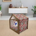 thumbnail image 3 of Hawaiian Pet House, Red Hibiscus Flowers with Green Leaves Aloha Garden Growth Summer Season, Outdoor & Indoor Portable Dog Kennel with Pillow and Cover, 5 Sizes, Multicolor, by Ambesonne, 3 of 5