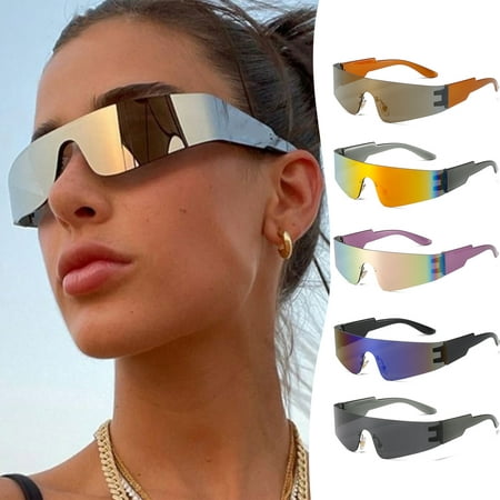 Trendy Rimless Sunglasses Women Men,Cyberpunk Sunglasses Fashion Eyeglasses