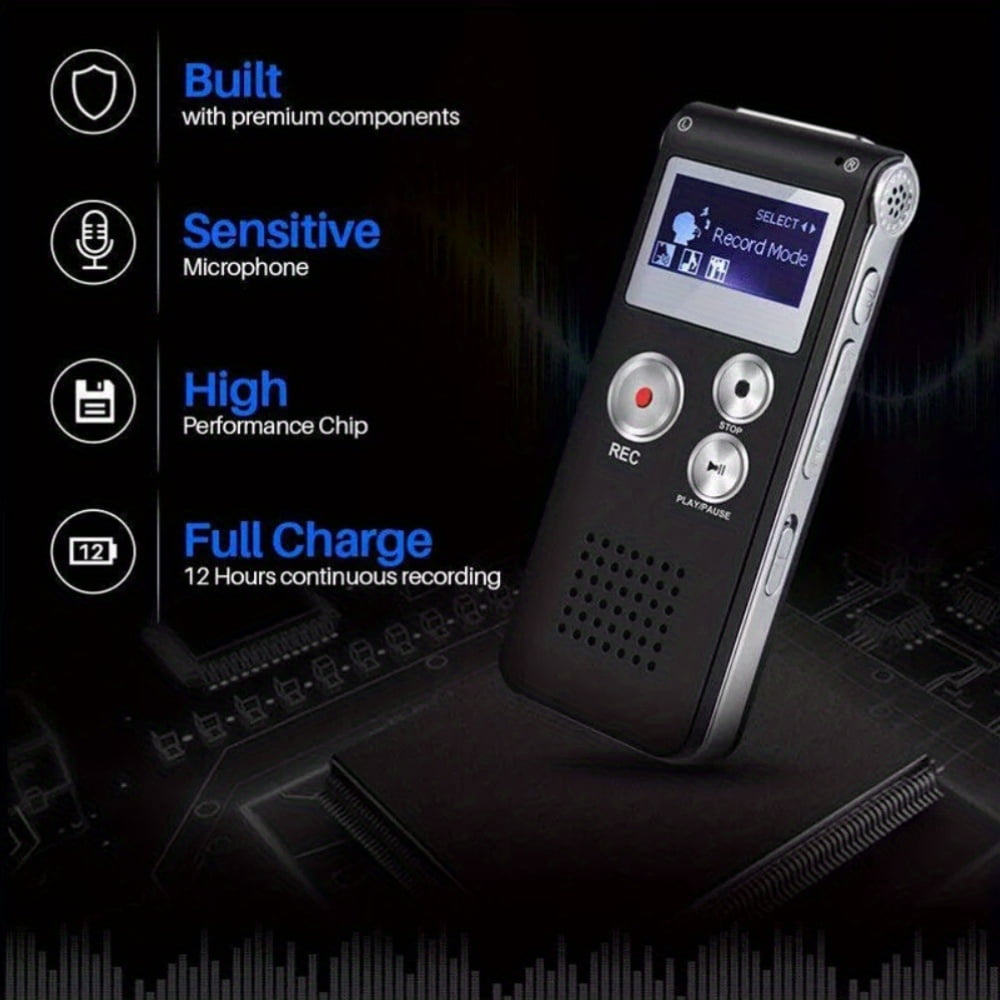 16/32GB Digital Voice Recorder Mini Lecture Multifunction Rechargeable 650 Hours Digital Audio Recording MP3 Player With Wired Earphones