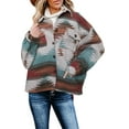thumbnail image 4 of Women's Distressed Aztec Print Lapel Long Sleeve Button Shirt Jacket, 4 of 25