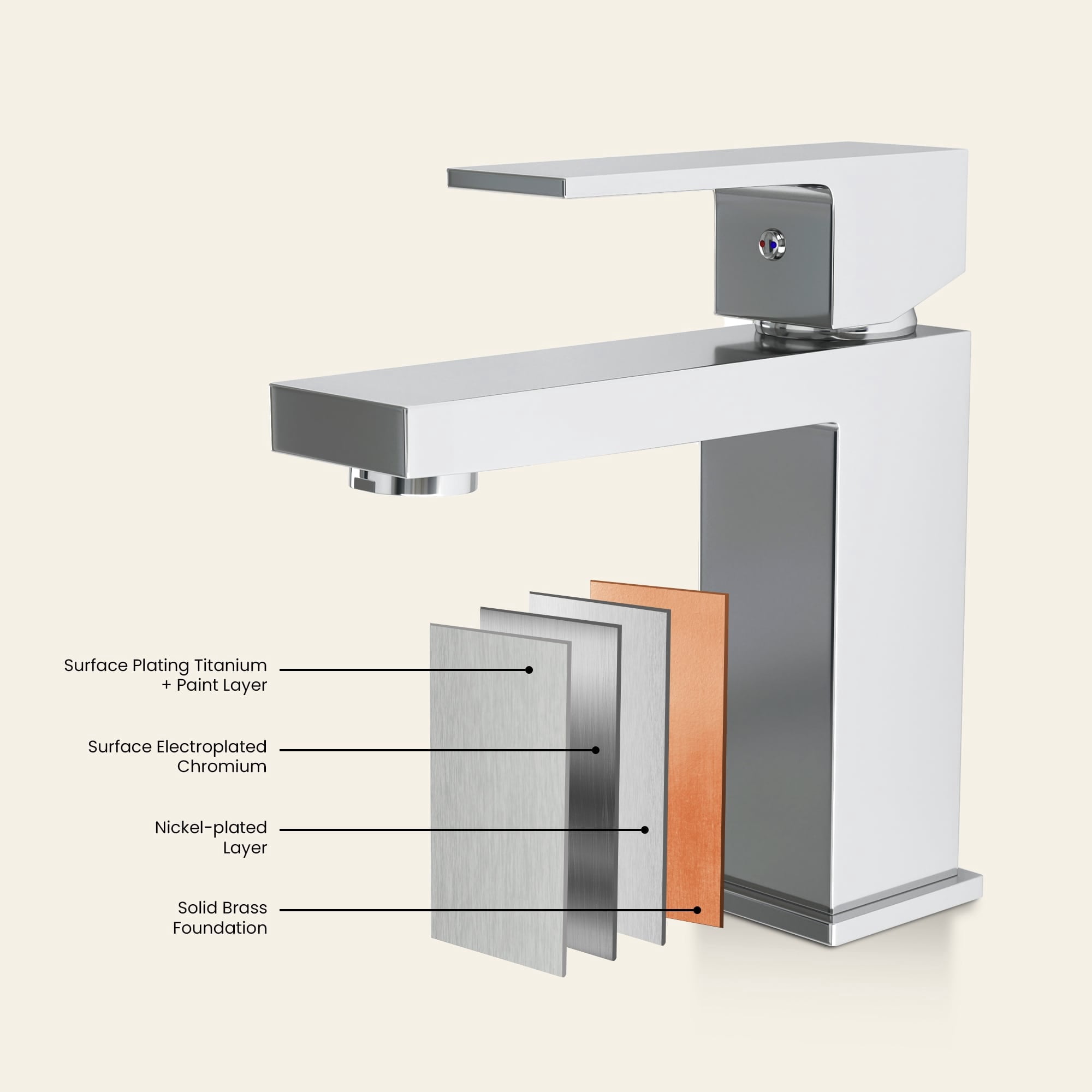 Ayna Decors Chrome Bathroom Sink Faucet Single Hole, Brass Single Handle Vanity Faucet with Pop Up Drain Stopper and Water Faucet Supply Lines