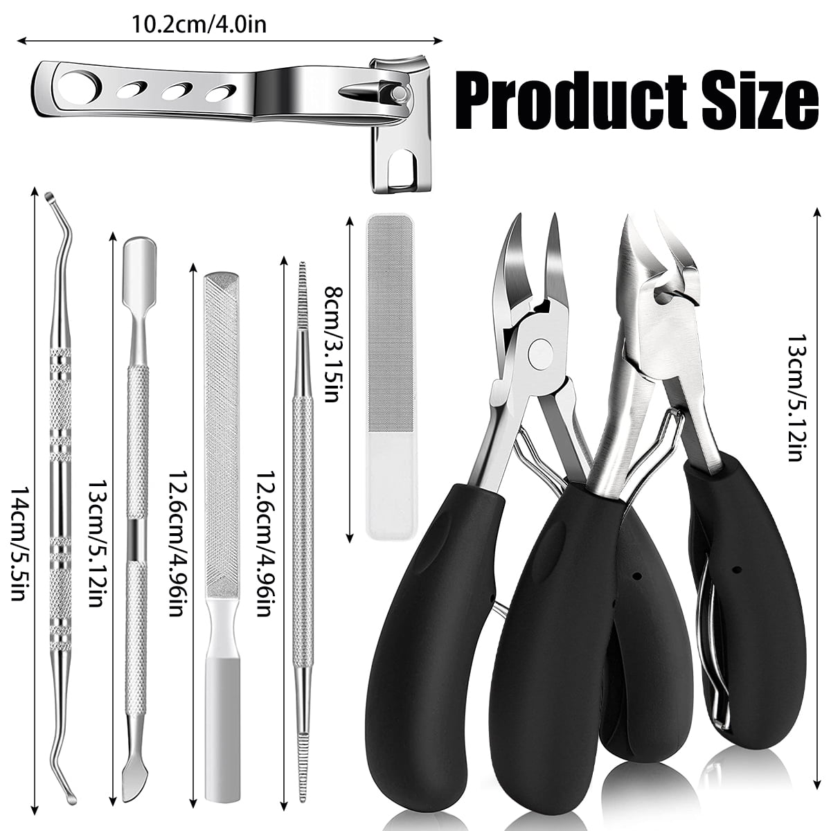 BreaDeep 6PCS Podiatrist Toenail Clippers, Professional Thick Toenail  Clippers for Thick & Ingrown Nails, Wide Jaw Opening Nail Clippers Set Toenail  Clippers for Ingrown Manicure, Pedicure (Black) 