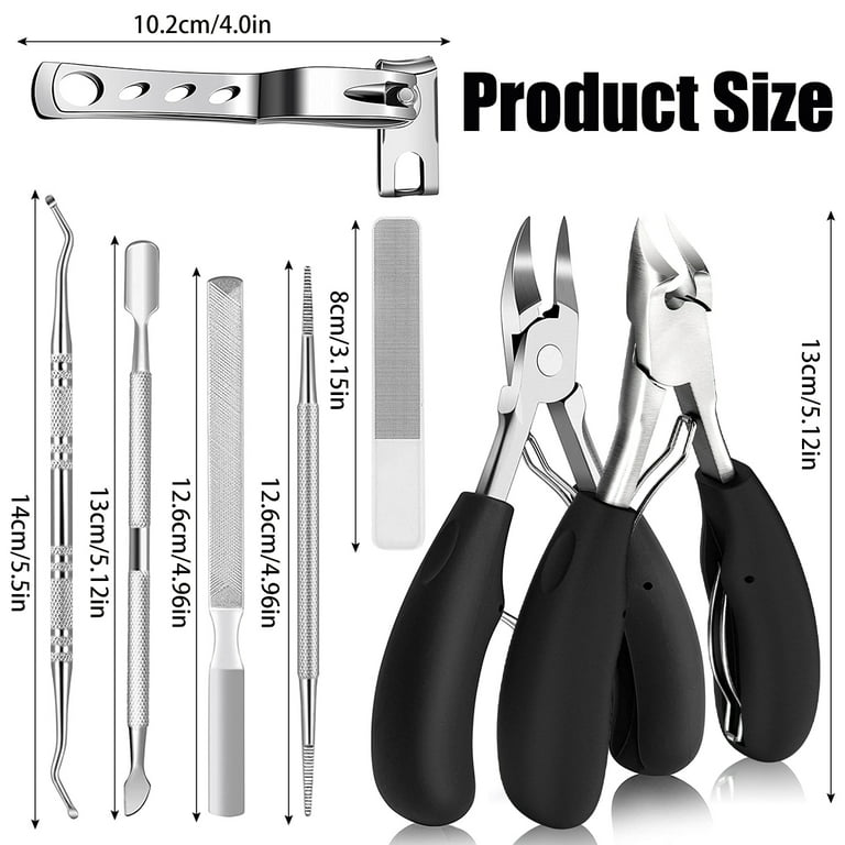 Toenail Clippers for Seniors Thick Toenails, Toe Nail Clippers Adult Thick  Nails Long Handle, Professional Heavy Duty Nail Clippers 6Pcs Black