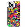 thumbnail image 1 of MUNDAZE Apple iPhone 13 Pro Shockproof Clear Hybrid Protective Phone Case Neon Psychedelic Hippie Wild Flowers Cover, 1 of 6