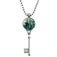 thumbnail image 1 of Green Forestry Science Nature Scenery Pendant Vintage Necklace Silver Key Jewelry, 1 of 3