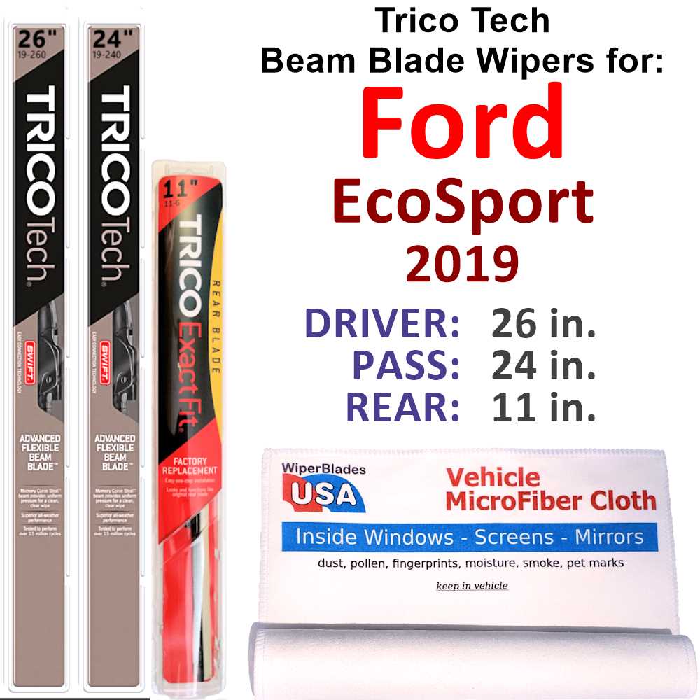 2019 Ford EcoSport Beam Blade Wipers (Set of 3) w/Rear Wiper