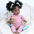 thumbnail image 2 of BABESIDE Lifelike Reborn Baby Dolls Daisy,20 Inch with Soft Cloth Body Vinyl Baby Dolls Pink Mood African American Princess Girl with Accessories Gift Box for Kids 3+, 2 of 8