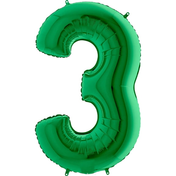 40 inch Number 3 - Metallic Green Foil Mylar Balloon - Party Supplies Decorations