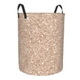 thumbnail image 2 of Daiia Beige Sparkling Glitter Round Laundry Basket with Handles Thickened Waterproof Circular hamper,Dirty Clothes Storage Basket for Bedroom,Bathroom,College Dorm-Medium, 2 of 8