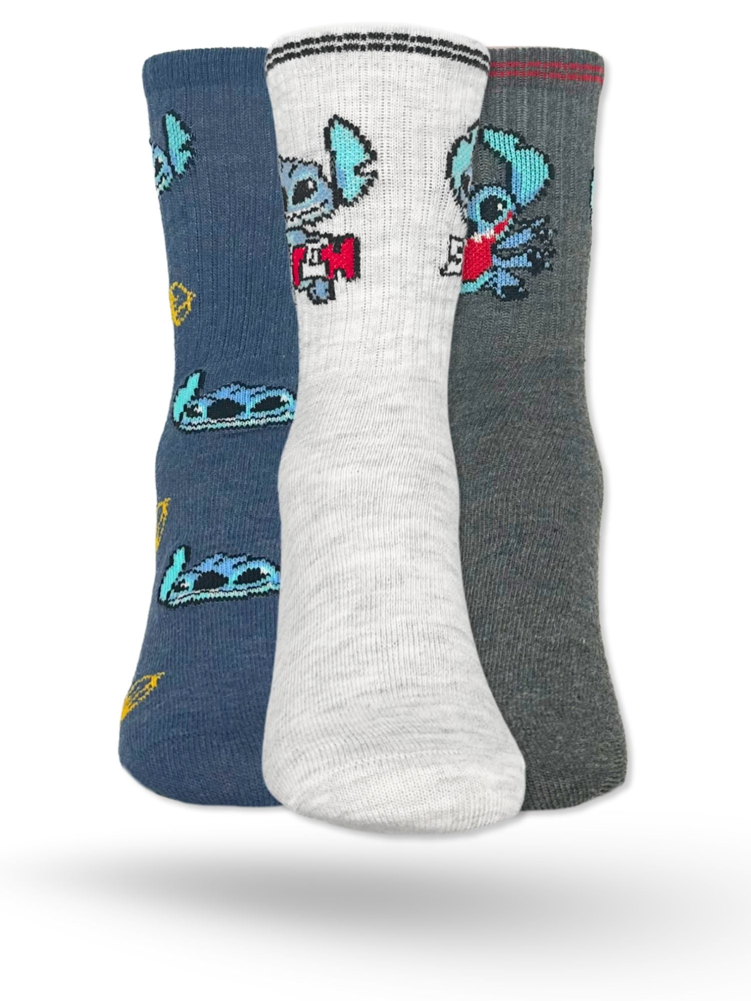 Disney Stitch Boys Mid-Crew Socks, 3-Pack, Sizes S/M-M/L