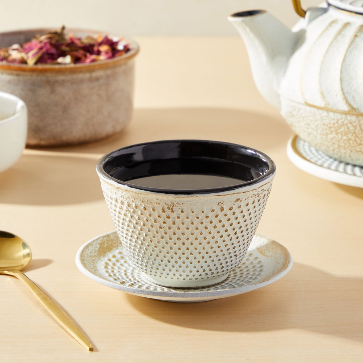 Senmubery 4 Pcs/Set Cast Iron Tea Cup Set Japanese Teacup Cups Drinkware Tools Chinese Handmade Kung Fu Coffee Service