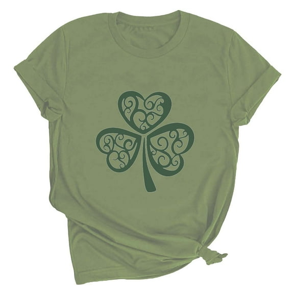 Jamicy Summer Tops for Women St. Patrick's Day Fashion Womens St Patricks Day Shamrock T-Shirts Happy Go Lucky Shirts Irish Clover Tee Tops