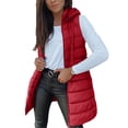 thumbnail image 5 of jtjvou Women's Long Winter Fashion Vest Solid Color Sleeveless Hood Winter Puffer Vest With Pockets Outwear Red XXL, 5 of 9