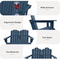 thumbnail image 3 of JUSTLET Folding Adirondack Loveseat, HDPE All-Weather,Outdoor Plastic Patio Chairs for Deck Lawn Fire Pit, Weather Resistant, Wood Texture, Navy, 3 of 9