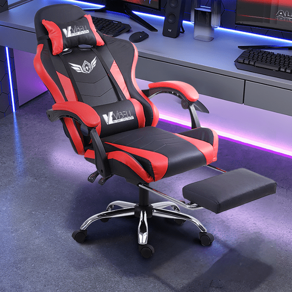 Silla De Escritorio VBELL Gamer Ergonómica Masaje Lumbar Color Rojo/negro Material Del Tapizado Cuero Sintético