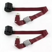 Airplane 2 Point Burgundy Retractable Bucket Seat Belt Kit for VW Type 1 1958-1967 - 2 Belts