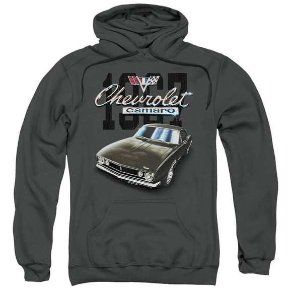 Trevco CHV240C-AFTH-3 Chevrolet & Classic Camaro-Adult Pull-Over Hoodie, Charcoal - Large