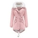 thumbnail image 3 of Chaqueta de algodón de talla grande para mujer, de longitud media y larga, con forro polar, chaqueta de invierno cálida y holgada para mujer con cuello de piel, 3 of 6