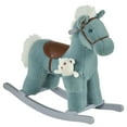thumbnail image 3 of Qaba Kids Plush Ride-On Rocking Horse with Bear Toy, Children Chair with Soft Plush Toy & Fun Realistic Sounds, Blue, 3 of 10