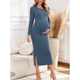 thumbnail image 2 of Women's Maternity Dresses Long Sleeve Sweater Dress Winter Pregnancy Clothes, 2 of 5