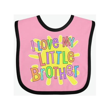 

Inktastic I Love my Little Brother- sun and rainbow letters Gift Baby Boy or Baby Girl Bib