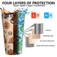 thumbnail image 3 of 16oz Tumblers Halloween Cat and Pumpkin Pattern Stainless Steel Vacuum Insulated Double Wall Travel Tumbler Cups Mug with Lid and Straw,Cleaning Brush for Coffee,Tea, 3 of 4