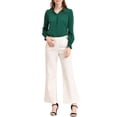 thumbnail image 2 of Blusa de manga larga con cuello en V y dobladillo redondo INSPIRE CHIC para mujer XL verde, 2 of 6