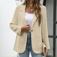 thumbnail image 5 of Jtjvou Button up Trendy Suit Jacket Lightweight Slim-Fit Front Open Blouse Work Blazer with Pockets Solid Color Office Cardigan Blazer for Women Business Lapel Jacket Khaki XXL, 5 of 6