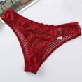 thumbnail image 2 of LNWUY Lace Thongs for Women Lace Hollowed out See-Through Cheeky Underwear Hipster Panties Red XL, 2 of 3