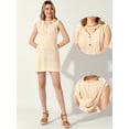 thumbnail image 2 of DARING DIVA Hooded Knitted Mesh Sleeveless Mini Dress S Apricot, 2 of 6