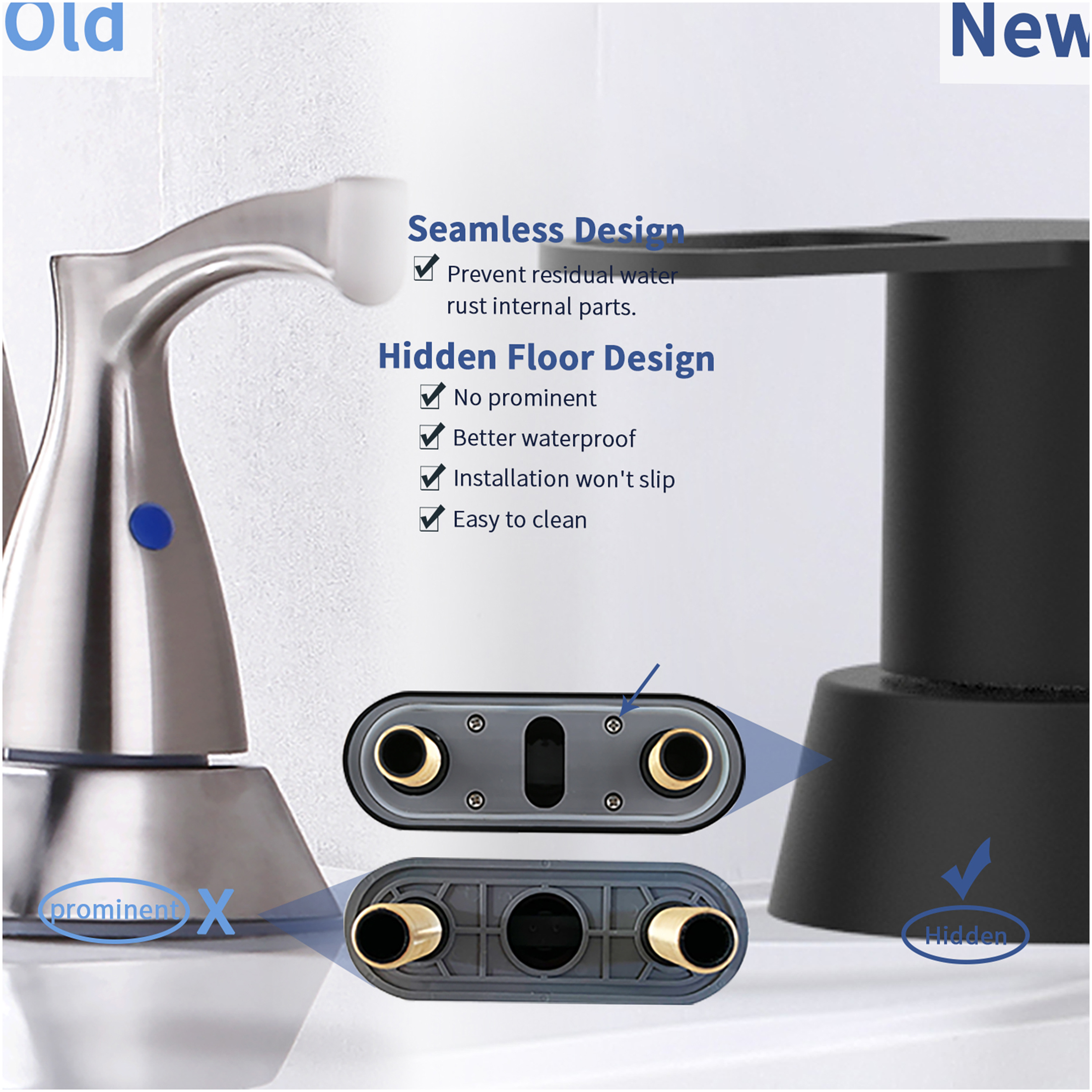 JERFIT Modern Matte Black Bathroom Sink Faucet, 2-Handle Centerset Vanity Faucet for 3-Hole Mount, Solid Brass Construction