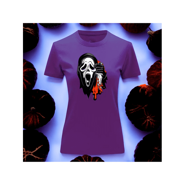 Playera Blusa De Halloween Fantasma Dia De Muertos Color Morado Talla Mediana Marca Emil SaEs