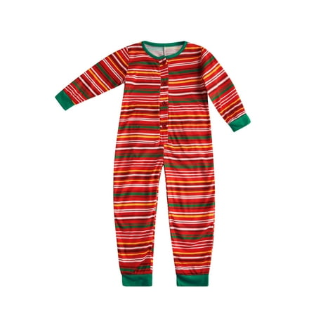 

Liliz Christmas Family Matching Sleepwear Santa Claus Print Stripe Jumpsuit