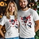 thumbnail image 5 of Camisetas para hombre, camiseta de algodón con cuello redondo y corazones de pingüino, manga corta para hombre, diseño romántico de animales para San Valentín., 5 of 8