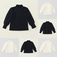 thumbnail image 2 of Qingpeng Girls Cotton Blouse Shirts Spring Fall Long Sleeve Turtleneck Top Ruffle Collar Solid Warm Base Layer, 2 of 9