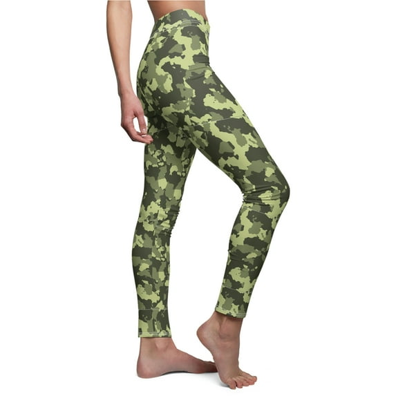 Green/Light Green Camo Women's Casual Leggings - Camo Color Code 0052