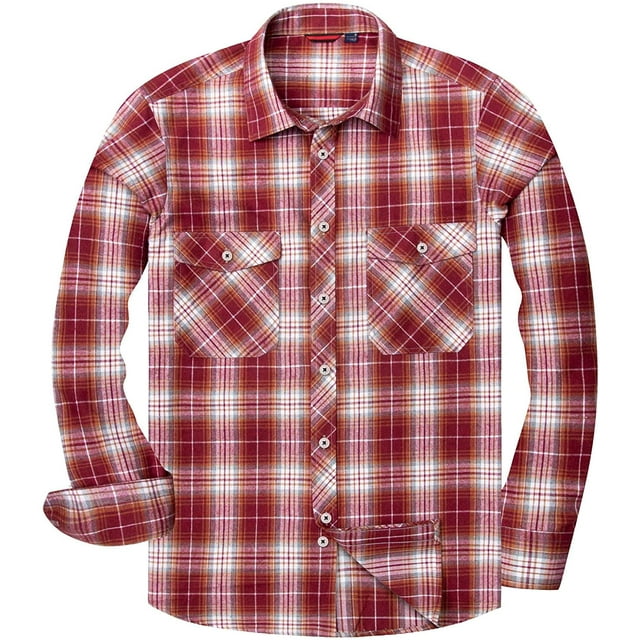 Men's Casual Button Down Flannel Shirt Plaid