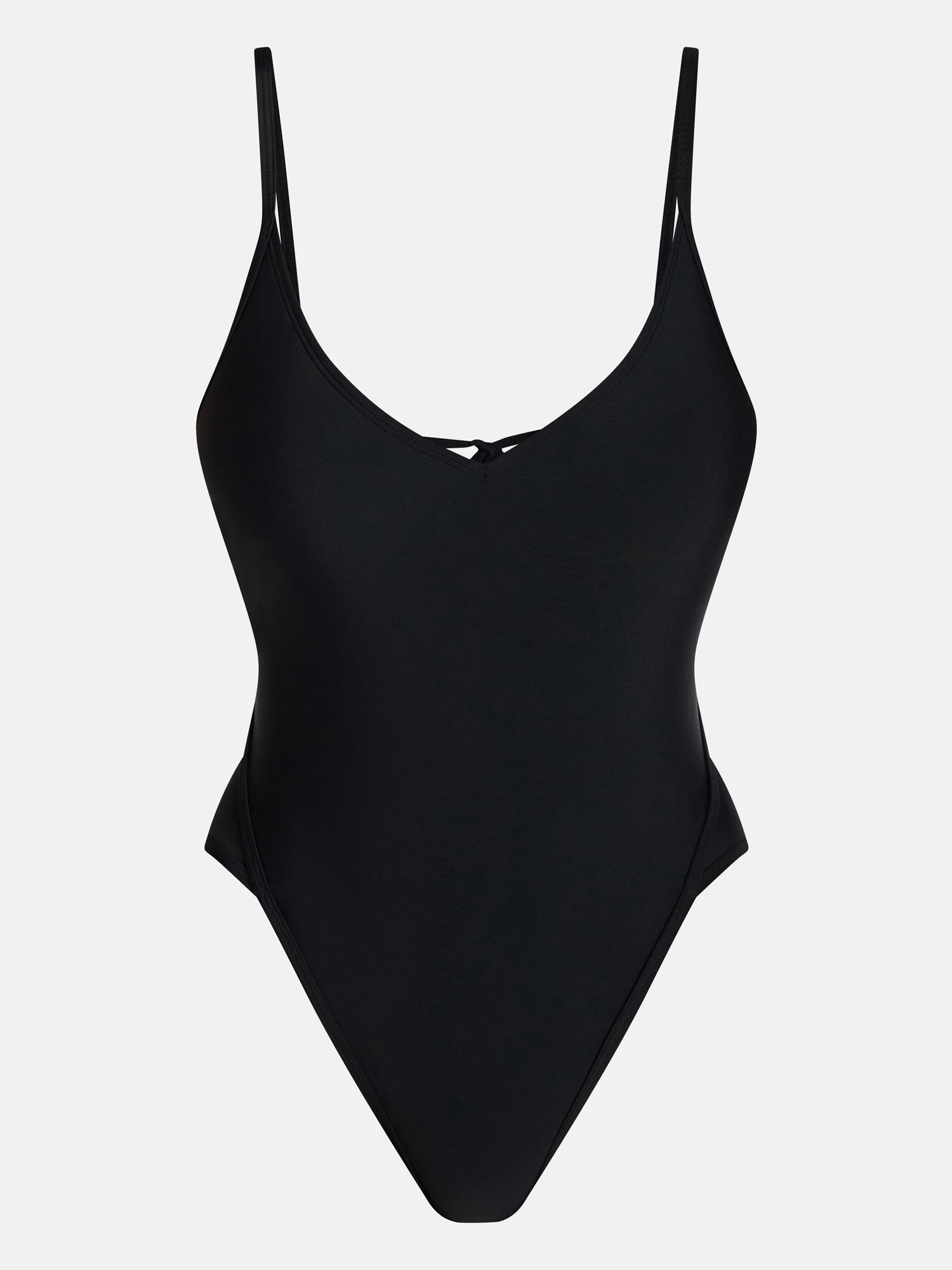 No Boundaries Solid Black One Piece Swimsuit, Women's XXS-XXL