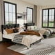 thumbnail image 3 of VERDALAY Estructura de cama tipo plataforma tamaño queen con cabecero tapizado en terciopelo/estructura de cama con botones de cristal y soporte de listones de madera. No necesita somier negro, 3 of 16